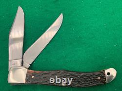 1980 WESTERN USA BIG Red Bone FOLDING HUNTER KNIFE Super RARE SHEATH 062