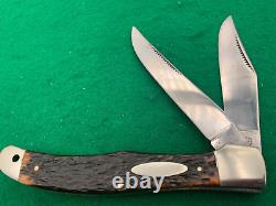 1980 WESTERN USA BIG Red Bone FOLDING HUNTER KNIFE Super RARE SHEATH 062