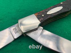 1980 WESTERN USA BIG Red Bone FOLDING HUNTER KNIFE Super RARE SHEATH 062