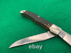 1980 WESTERN USA BIG Red Bone FOLDING HUNTER KNIFE Super RARE SHEATH 062