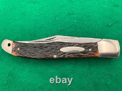 1980 WESTERN USA BIG Red Bone FOLDING HUNTER KNIFE Super RARE SHEATH 062