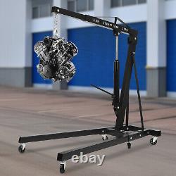 2 Ton Folding Engine Hoist Crane Hoist Lift Heavy Duty Carbon Steel with 6 Wheels