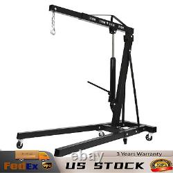 2 Ton Folding Engine Motor Hoist Cherry Picker Shop Crane Lift Black Durable