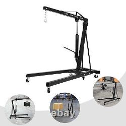 2 Ton Folding Engine Motor Hoist Cherry Picker Shop Crane Lift Black Durable