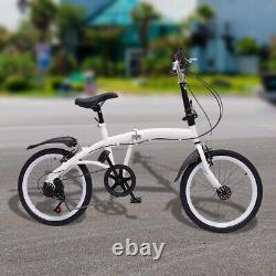 20 Inch Foldable Bike Adult 7-speed Folding Bicycle Carbon Steel Lightweight USA