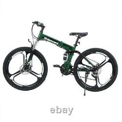 21 Speed 26 inch Full Suspension Folding Mountain Bike Bicycle Green MTB Bikes