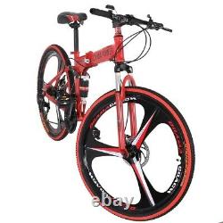 26 Folding Mountain Bike 21 Speed Full Suspension Bicycle Carbon Steel MTB NEW