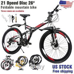 26Full Suspension Mountain Bike Folding 21 Speed Carbon Steel Bicycle MTB
