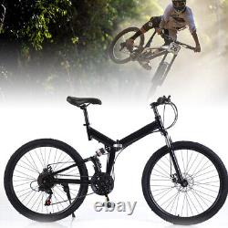 26in Mountain Bike 21 Speed Folding MTB Bicycle Full Suspension Dual Disc Brake