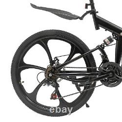 26in Mountain Bike Folding Bicycle Carbon Steel Full Suspension MTB Disc Brake