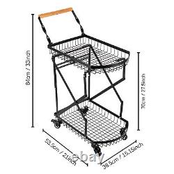 88 lbs Folding Carbon Steel Cart Luggage Trolley Hand Truck Supermarket shopping