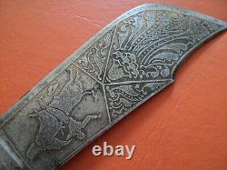 Antique 1950s spanish navaja folding knife exposito albacete full acid etched