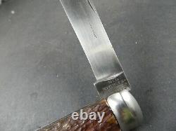 Antique Joseph Rodgers Sheffield FOLDING LOCKBACK BOWIE KNIFE Stag handles 1910