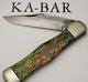 Antique Ka-bar Union Swell-center Folding Hunter Colorful Metal Flake Handles