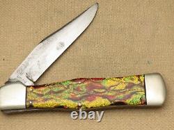 Antique KA-BAR UNION Swell-Center Folding Hunter Colorful Metal Flake Handles