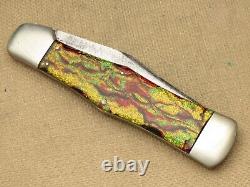 Antique KA-BAR UNION Swell-Center Folding Hunter Colorful Metal Flake Handles