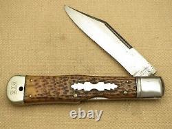 Antique New York Knife Company Walden Swell Center Lockback Folding Hunter Bone