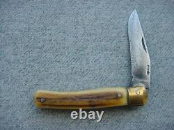 Antique RARE BEIN LX, Stag Handled, Brass Bolsters, Folding Pocket Knife