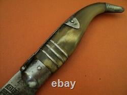Antique spanish navaja luxe folding knife blade acid engraved both sides horn