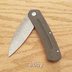 Artisan Centauri Folding Knife 3.46 Damascus Steel Blade Titanium/Carbon Fiber