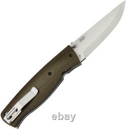 BRISAEnZo Birk 75 Linerlock Green Micarta D2 Steel Scandi Folding Knife I2506