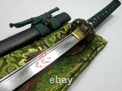 Battle ready Clay tempered ENGRAVE DRAGON folded steel blade katana sword sharp