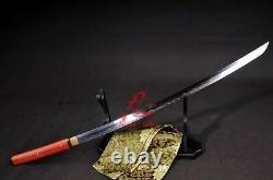 Battle ready folded blade clay tempered red wooden shirasaya katana sharp sword