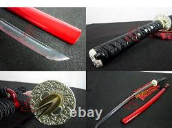 Battle ready folded blade clay tempered wave tsuba japanese katana sword sharp