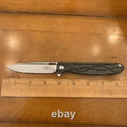 Beautiful Rare/ Unique Two Sun Folding Knife Carbon Fiber D2