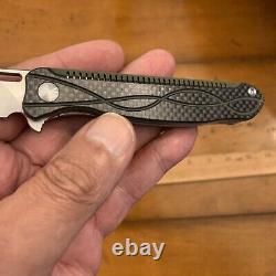 Beautiful Rare/ Unique Two Sun Folding Knife Carbon Fiber D2