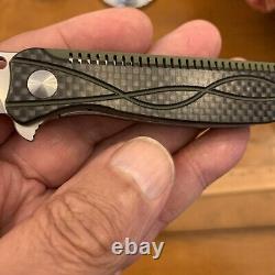 Beautiful Rare/ Unique Two Sun Folding Knife Carbon Fiber D2