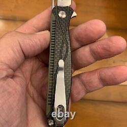 Beautiful Rare/ Unique Two Sun Folding Knife Carbon Fiber D2