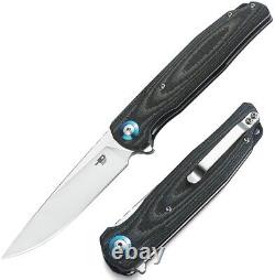 Bestech Ascot Linerlock Folding Knife 4 D2 Tool Steel Blade Black G10 Handle
