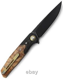 Bestech Knives Ascot Folding Knife 4 D2 Tool Steel Blade Burl Wood / G10 Handle