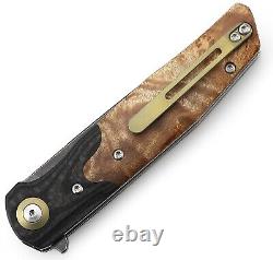 Bestech Knives Ascot Folding Knife 4 D2 Tool Steel Blade Burl Wood / G10 Handle