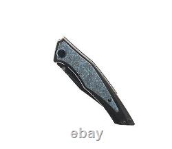 Bestech Togatta Folding Knife Black Titanium/Black/Blue CF Handle M390 BT2102H