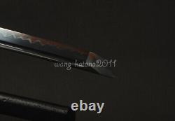 Black Clay Tempered Damascus Folded 1095 Steel Katana Japanese Sword Red Hamon