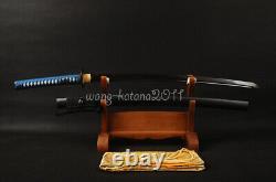 Black Clay Tempered Damascus Folded 1095 Steel Katana Japanese Sword Red Hamon