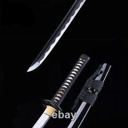Black Folded 1045-carbon Steel Japanese Samurai Sword katana Full Tang Handmade