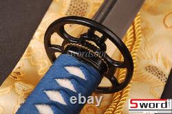 Blue Saya Japanese Sword Katana Folded Carbon Steel Blue Ito Shiny Sharp Blade