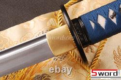 Blue Saya Japanese Sword Katana Folded Carbon Steel Blue Ito Shiny Sharp Blade