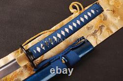 Blue saya japanese sword katana folded carbon steel blue ito shiny sharp blade