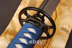 Blue saya japanese sword katana folded carbon steel blue ito shiny sharp blade