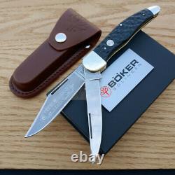 Boker Hunter Folding Knife Carbon Steel Clip/Skinning Blades Black Delrin Handle