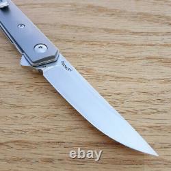 Boker Kwaiken Titan Folding Knife 3 D2 Tool Steel Blade Gray Titanium Handle