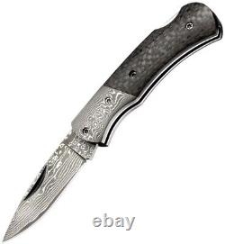 Boker Magnum DC Folding Knife 2.38 Damascus Steel Blade Carbon Fiber Handle
