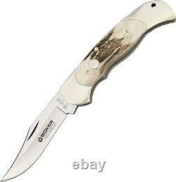 Boker Optima Series Lockback Stag Interchangeable Blades Folding Knife 113004ST