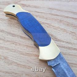 Boker Scout Lockback Folding Knife 2.83 C75 Carbon Steel Blade Blue Wood Handle
