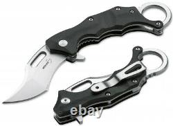 Boker Wildcat Linerlock Folding Knife 2.88 D2 Steel Blade Black G10 Handle
