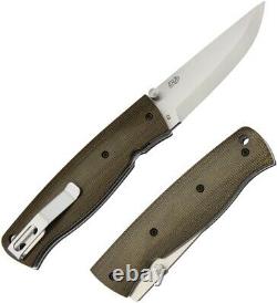 Brisa Birk 75 Folding Knife 3 D2 Tool Steel Blade Green Micarta Handle 2506